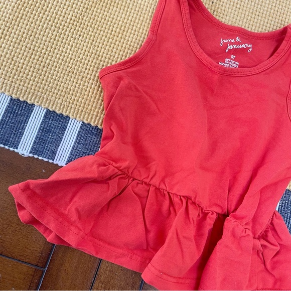 June & January poppy peplum red orange top - Picture 3 of 4